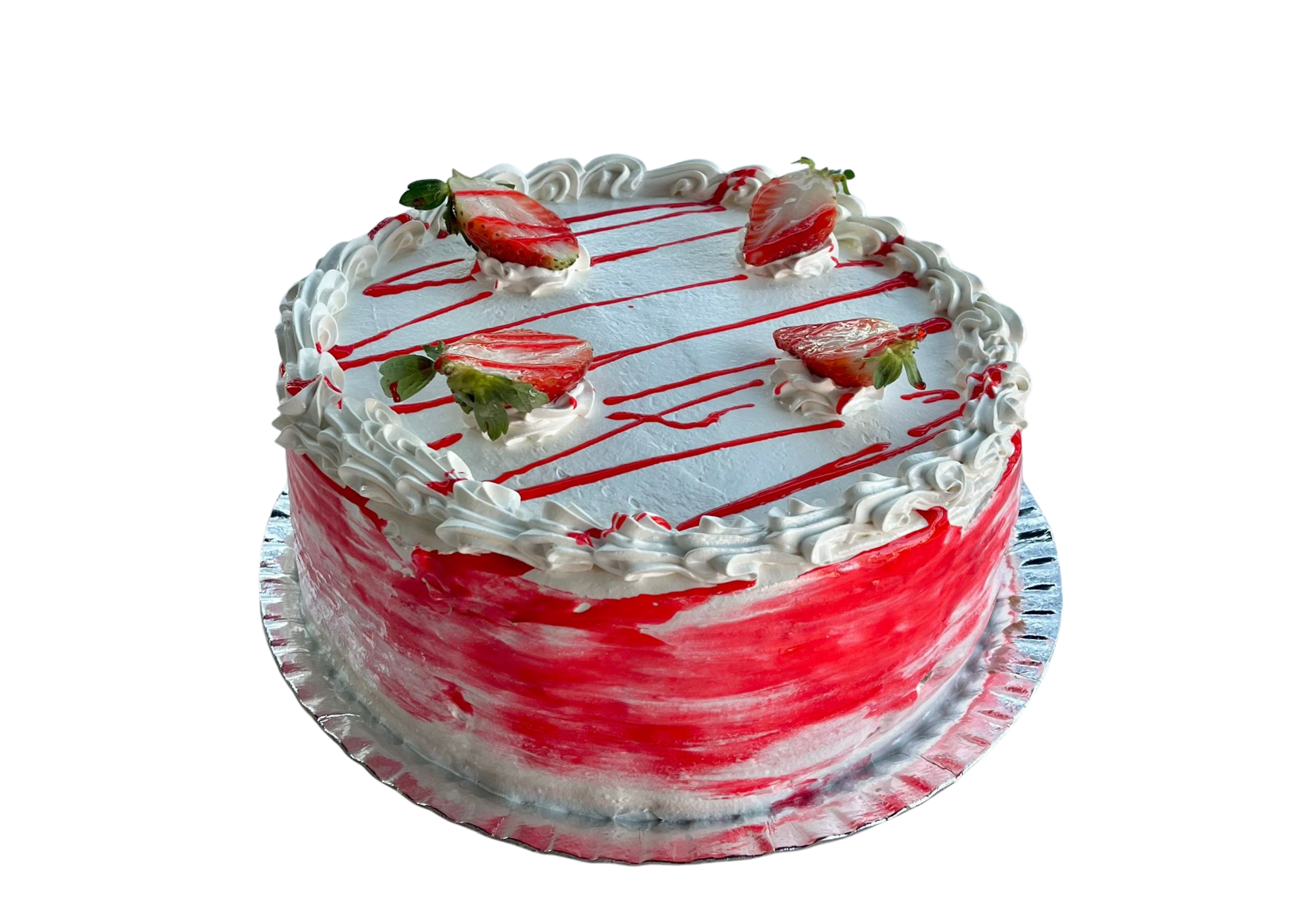 Bolo Redondo Morango com Nata Cobertura Marshmallow